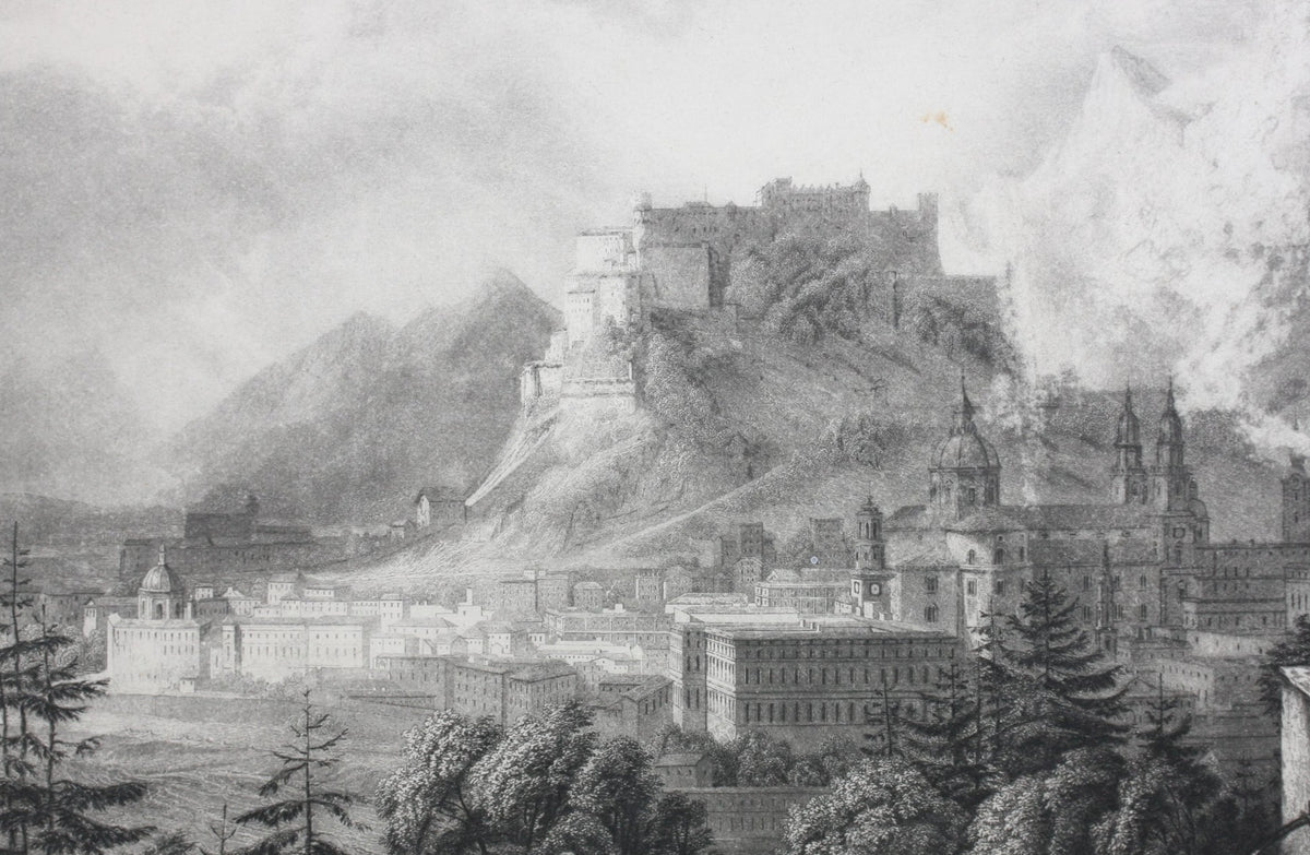 Karl Ludwig Frommel View Of Salzburg Engraving 1842 Goldin Fine Art