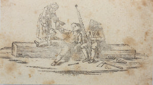 Johann Wilhelm Meil, after. Two carpenters. Wood engraving by Johann Gottlieb Friedrich Unger. 1779.