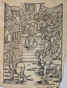 German School XVI C. Oath of fealty. 1538. Woodcut from Laienspiegel  by Ulrich Tengler.