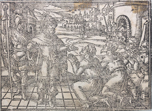 German School XVI C. Six illustrations from the Bible. Woodcuts. Page 148/3 from an ancient album.