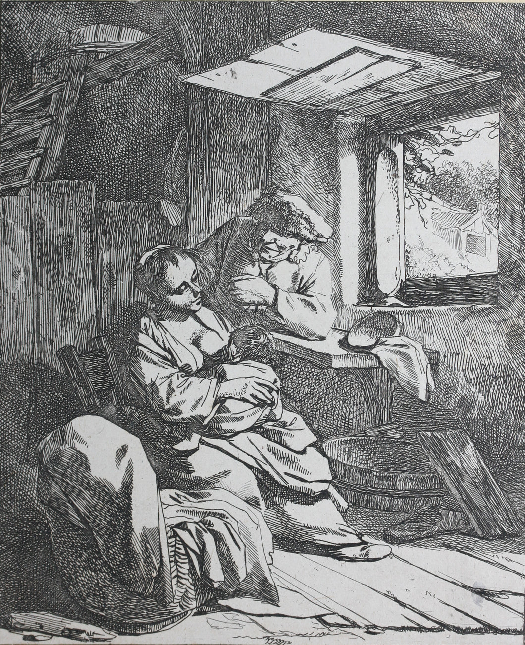 Cornelis Bega. The young mother. Etching. 1642 - 1664.