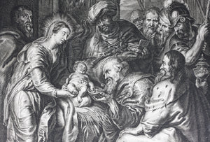 Peter Paul Rubens, after. Theodoor Galle, after. The Adoration of the Magi. Engraving. Circa 1614-1650.