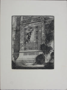 Kent Hagerman. Sundial on the Singing Tower. Etching. C. 1930.