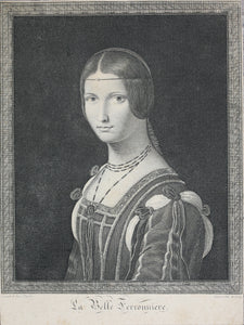 Leonardo Da Vinci, after. La Belle Ferronnière. Engraving by Lacroix. XIX C.