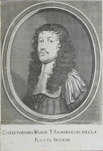 Cornelis Meyssens. Portrait of Sir Christopher Myngs. Engraving. circa 1660s.