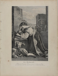 Domenico Fetti, after. Melancholy. Engraving by Henri Simon Thomassin. 1742.