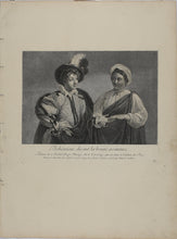 Load image into Gallery viewer, Michelangelo da Caravaggio, after. The fortune-teller. Engraving by Benoît Audran II. 1742.
