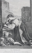 Load image into Gallery viewer, Domenico Fetti, after. Melancholy. Engraving by Henri Simon Thomassin. 1742.
