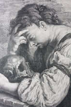 Load image into Gallery viewer, Domenico Fetti, after. Melancholy. Engraving by Henri Simon Thomassin. 1742.
