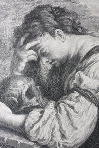 Domenico Fetti, after. Melancholy. Engraving by Henri Simon Thomassin. 1742.