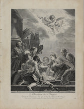 Load image into Gallery viewer, Domenico Fetti, after. Adoration of the shepherds. Engraving by Simon François Ravenet I. 1742

