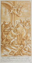 Load image into Gallery viewer, Giovanni Bonatti, after. A holy abbot restoring sight to a blind man. Engraving by Anne Claude de Caylus. 1742.
