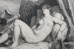 Titian, after. Danae. Engraving by Louis Desplaces. 1742.