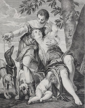 Load image into Gallery viewer, Paolo Veronese, after. Venus and Adonis. Engraving by Simon François Ravenet I. 1742.
