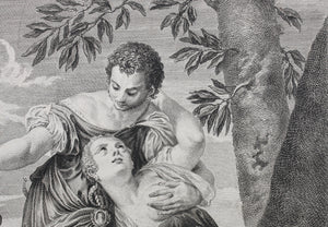 Paolo Veronese, after. Venus and Adonis. Engraving by Simon François Ravenet I. 1742.