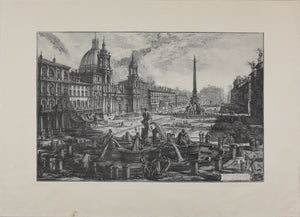 Giovanni Battista Piranesi, after. View of the Piazza Navona above the Ruins of the Circus Agonalis. Reprint. XX C.