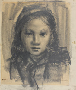 John Cornish.  Nanna. Pencil Portrait of a Young Girl. 1938.