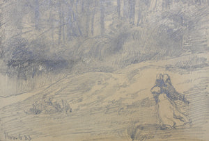 George Inness, attributed to. In the woods. Pencil drawing. 1883.
