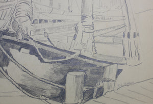Ethel Louise Paddock. Boats in the Harbor. Pencil drawing. Mid XX C.