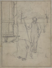 Load image into Gallery viewer, American realism. A man and woman planting tree seedlings. Graphite drawing. Early/Mid XX C.
