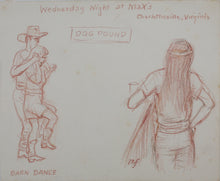 Load image into Gallery viewer, John Middleton Freeman. Wednesday Night at Max&#39;s Charlottesville, Virginia.  Sanguine drawing. Late XX C.
