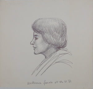 John Middleton Freeman. Portrait of an unknown girl. Ink drawing. Late XX C.