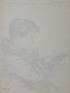 John Middleton Freeman. Portrait of a boy with Ice Cream Cone at Howard Johnson's. Ink drawing. 1969.