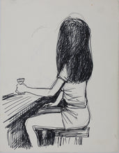 Load image into Gallery viewer, John Middleton Freeman. Portrait of a woman sitting at a bar. Ink drawing. Late XX C.
