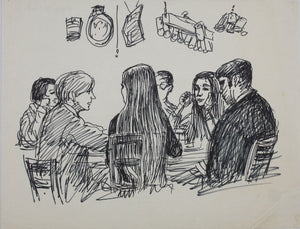 John Middleton Freeman. In a bar. Ink drawing. Late XX C.