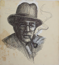 Load image into Gallery viewer, John Middleton Freeman. Portrait of an intellectual (Self-portrait). Ink drawing. 1984.
