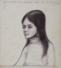 Load image into Gallery viewer, John Middleton Freeman. Portrait of Mary Ann Morrissey. Ink drawing. 1975.
