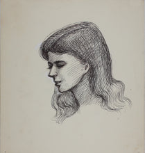 Load image into Gallery viewer, John Middleton Freeman. Female head in three quarters view. Ink drawing. Late XX C.
