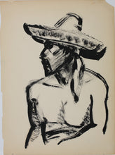 Load image into Gallery viewer, John Middleton Freeman. Portrait of a Man in a Sombrero. Ink drawing. Late XX C.
