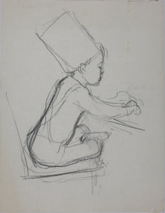 John Middleton Freeman. Little chef. Graphite drawing. Late XX C.