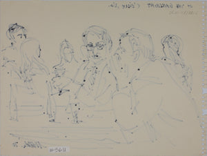 John Middleton Freeman. At the Gaslight C'ville, Va. Ink drawing. 1970.