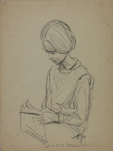 John Middleton Freeman. Portrait of an art school student. Graphite drawing. 1969.