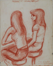 Load image into Gallery viewer, John Middleton Freeman. Portrait of Michele &amp; Kathy Wright. Sanguine drawings. Late XX C.
