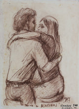 Load image into Gallery viewer, John Middleton Freeman. Portrait of Jim &amp; Karen. Female portrait verso. Brownish Conte crayon and sanguine drawings. Late XX C.
