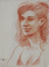 Load image into Gallery viewer, John Middleton Freeman. Portrait of Jim &amp; Karen. Female portrait verso. Brownish Conte crayon and sanguine drawings. Late XX C.
