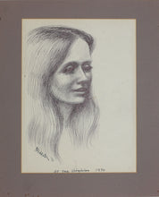 Load image into Gallery viewer, John Middleton Freeman. Female portrait. At the Virginian. Ink drawing. 1970.
