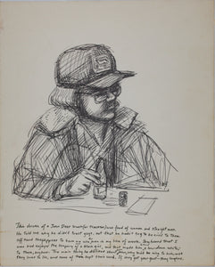 John Middleton Freeman. Portrait of The John Deere Truck driver. Ink drawing. Late XX C.