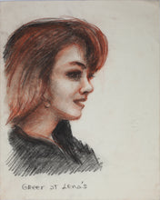 Load image into Gallery viewer, John Middleton Freeman. Portrait of Greer. Sanguine and black chalk drawing. Late XX C.
