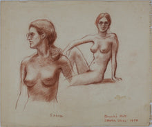 Load image into Gallery viewer, John Middleton Freeman. Female nude. Female Gymnast. Sanguine drawings. 1979.
