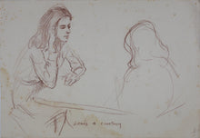 Load image into Gallery viewer, John Middleton Freeman. Portrait of Laura &amp; Courtney. Brownish Conte crayon drawing. Late XX C.
