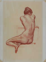 Load image into Gallery viewer, John Middleton Freeman. A Study of a Female Nude seen from the Back. Sanguine drawing. Monotype or Artist Proof. Late XX C.
