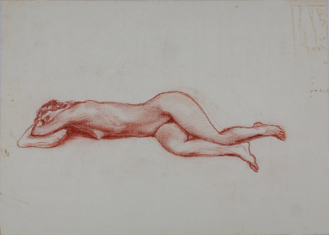 John Middleton Freeman. Reclining nude. Sanguine drawing. Late XX C.