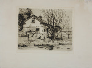 John William Beatty. Landscape with a Cottage. Etching. Early XX C.