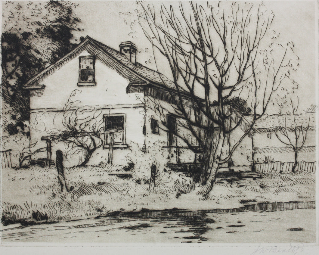 John William Beatty. Landscape with a Cottage. Etching. Early XX C.