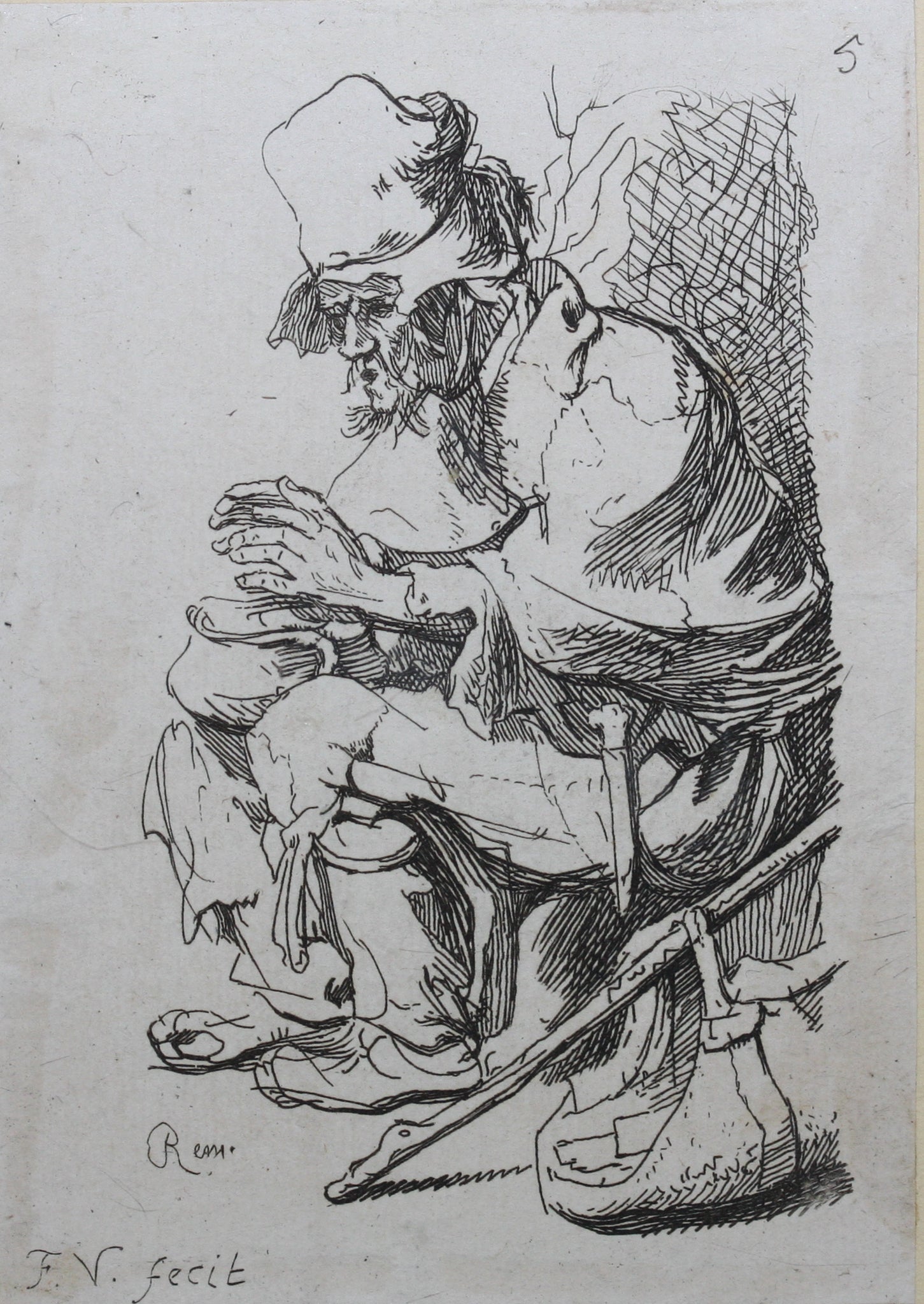 Rembrandt Harmensz van Rijn, after. Five etchings by Vivares 