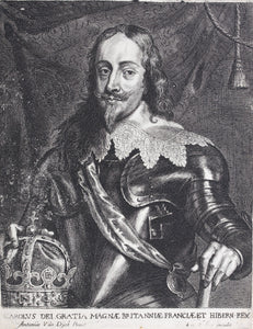 Anthony van Dyck, after. Portrait of Charles I. Engraving by Jan Meyssens. 1633-1670.